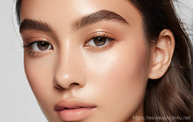 메이크업 시험 응시생 후기 모음 - **Prompt 1: "Glass Skin" Radiance**
A close-up portrait of a young woman with a luminous and hig...