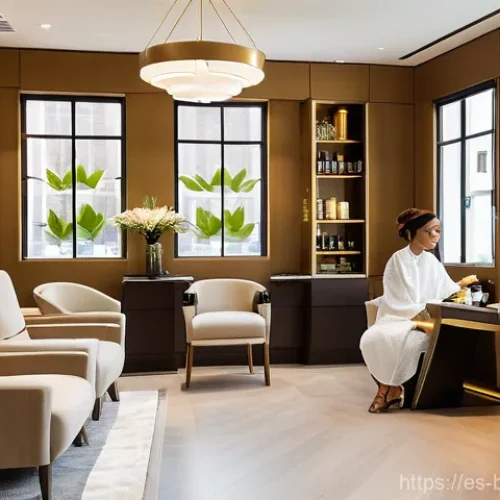 Home 25 미용실 창업을 위한 준비 - **Prompt:** A luxurious and serene high-end hair salon interior. The lighting is soft and warm, cast...