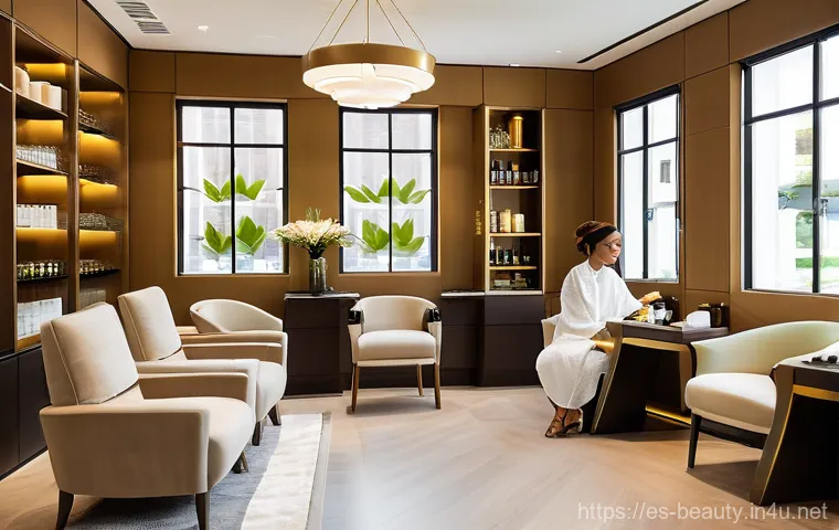 미용실 창업을 위한 준비 - **Prompt:** A luxurious and serene high-end hair salon interior. The lighting is soft and warm, cast...