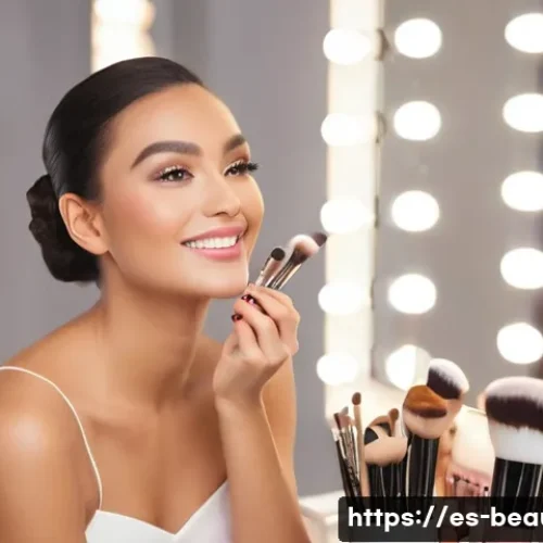 Home 11 메이크업 전공자를 위한 취업 팁 - **Prompt:** A talented makeup artist, a woman in her late 20s or early 30s, is meticulously applying...